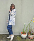 Kimono in viscosa di cotone leggerissima, fantasia Costellazioni in Blu