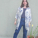 Kimono in viscosa di cotone leggerissima, fantasia Costellazioni in Blu