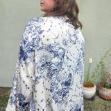 Kimono in viscosa di cotone leggerissima, fantasia Costellazioni in Blu