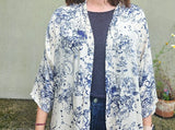 Kimono in viscosa di cotone leggerissima, fantasia Costellazioni in Blu
