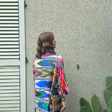 Kimono in viscosa di cotone leggerissima, fantasia Mosaico Tribale