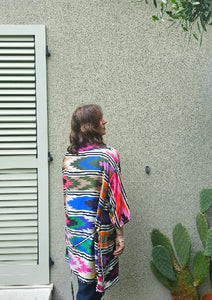 Kimono in viscosa di cotone leggerissima, fantasia Mosaico Tribale