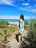 Kimono in viscosa di cotone leggerissima, fantasia Onde d'Aurora