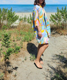 Kimono in viscosa di cotone leggerissima, fantasia Onde d'Aurora