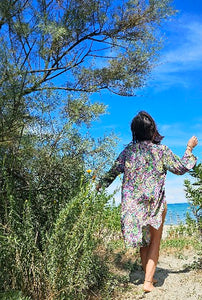 Kimono in viscosa di cotone leggerissima, fantasia Vento di Jaipur