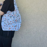 Borsa a goccia artigianale ripiegabile – shopper morbida in cotone fatta a mano