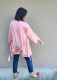 Kimono in viscosa di cotone leggerissima, fantasia pere rosa