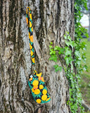 Portacellulare Ebe in cotone, personalizzabile con il nome, fantasia fiori di tagete
