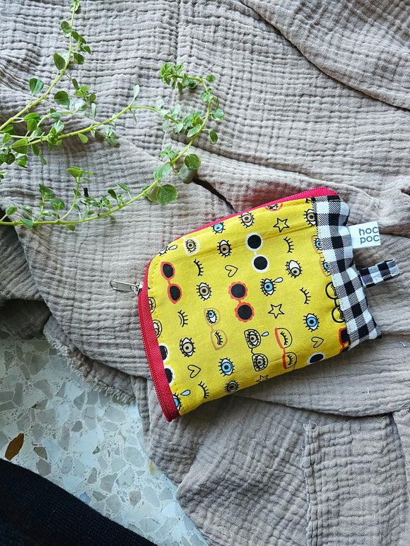 Portachiavi con cerniera con anello interno, fantasia occhiali