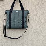 Borsa a tracolla grande da donna con manici in tessuto cerato verde bosco