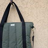 Borsa a tracolla grande da donna con manici in tessuto cerato verde bosco