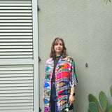 Kimono in viscosa di cotone leggerissima, fantasia Mosaico Tribale