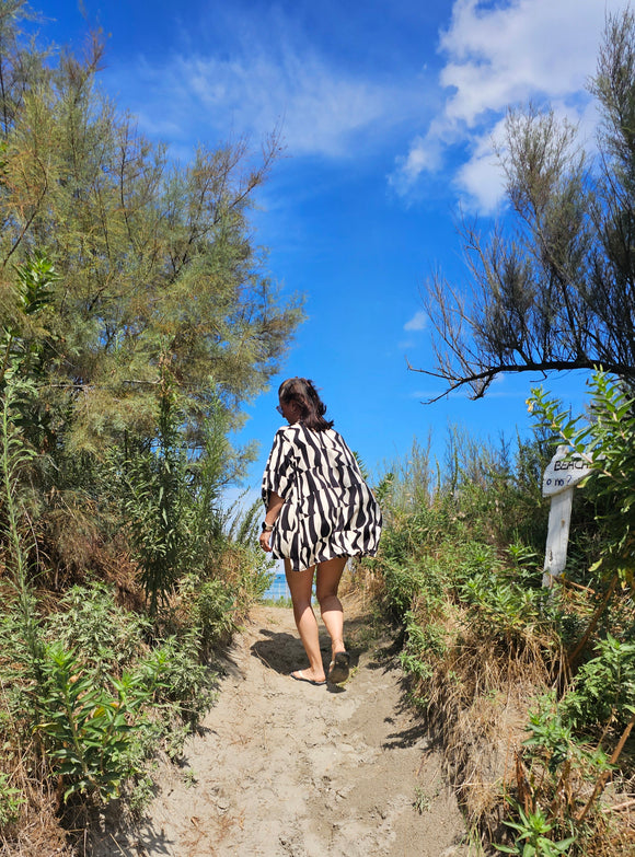 Kimono in viscosa di cotone leggerissima, fantasia Optical Mood