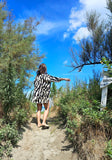 Kimono in viscosa di cotone leggerissima, fantasia Optical Mood
