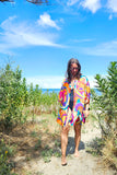 Kimono in viscosa di cotone leggerissima, fantasia Onda Pop