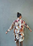 Kimono in viscosa di cotone leggerissima, fantasia Bouquet D'Ottocento