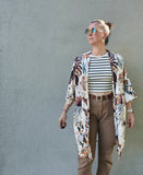 Kimono in viscosa di cotone leggerissima, fantasia Bouquet D'Ottocento