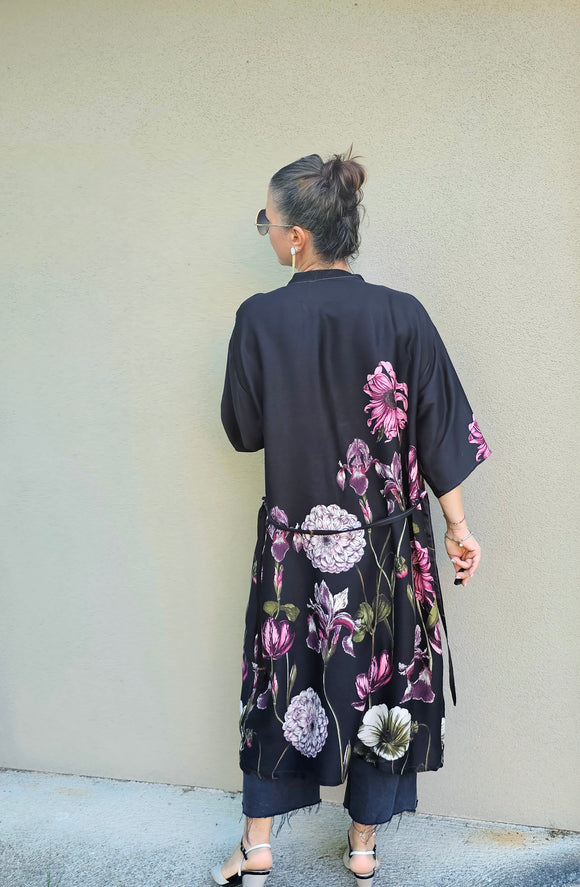 Kimono in viscosa di cotone leggerissima, fantasia Giappone Fiorito