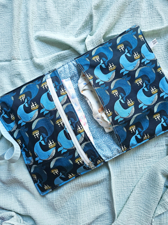 Porta pannolini a tre tasche, fantasia Moby Dick
