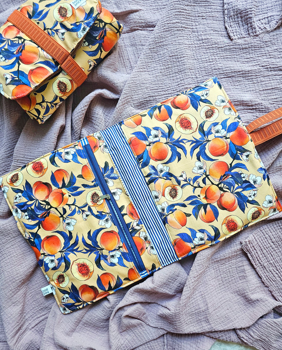 Porta pannolini a tre tasche, fantasia Nettarine arancio