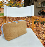 Beauty multiuso imbottito in velluto a costine nocciola e interno in tessuto con 4 tasche, fantasia tribale