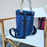 Zaino Enola in tessuto in alcantara bordeaux e blu