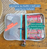 Organizer A5 in velluto, custodia con tasche per quaderno e accessori