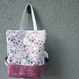 Zaino Enola in cotone floreale – Zainetto artigianale leggero con zip | Fantasia Bloom Rosa