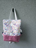 Zaino Enola in cotone floreale – Zainetto artigianale leggero con zip | Fantasia Bloom Rosa