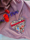 Pochette a cuore artigianale, fatta a mano