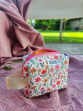 Mini beauty artigianale strutturato in cotone – organizer con interno impermeabile | fatto a mano