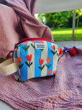 Mini beauty artigianale strutturato in cotone – organizer con interno impermeabile | fatto a mano