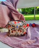 Mini beauty artigianale strutturato in cotone – organizer con interno impermeabile | fatto a mano
