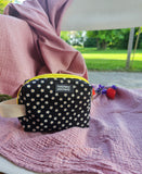 Mini beauty artigianale strutturato in cotone – organizer con interno impermeabile | fatto a mano