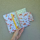 Portafoglio Cosmos artigianale in cotone e similpelle – portatessere con zip fatto a mano