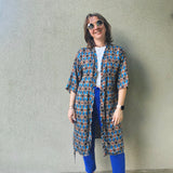 Kimono in viscosa di cotone leggerissima, fantasia Mandorla Geometrica