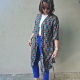Kimono in viscosa di cotone leggerissima, fantasia Mandorla Geometrica