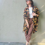 Kimono in viscosa di cotone leggerissima, fantasia Prato d'Ambra