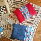 Clutch jeans e tulipani — pezzo unico artigianale