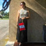 Clutch jeans e tulipani — pezzo unico artigianale