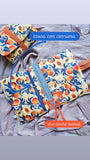 Porta pannolini a tre tasche, fantasia Nettarine arancio