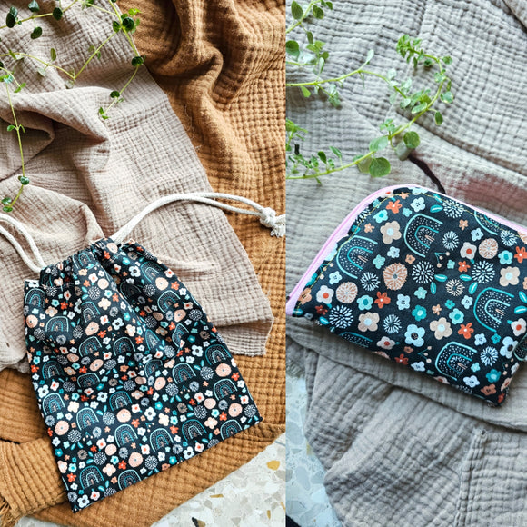 Set 2 pezzi arcobaleni: Sacchetto CuorGentile e Portachiavi