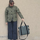 Borsa a tracolla grande da donna con manici in tessuto cerato verde bosco