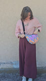 Moon Bag in cotone imbottito – Borsa a mezzaluna geometrica con tracolla regolabile | Fantasia Ziggy