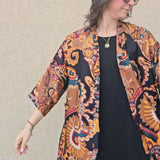 Kimono in viscosa di cotone leggerissima, fantasia Barocco Dorato