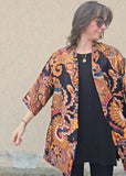 Kimono in viscosa di cotone leggerissima, fantasia Barocco Dorato