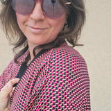 Kimono in viscosa di cotone leggerissima, fantasia Mosaico Urbano