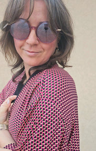 Kimono in viscosa di cotone leggerissima, fantasia Mosaico Urbano