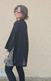 Kimono in viscosa di cotone leggerissima, fantasia Orchidea Nera