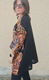 Kimono in viscosa di cotone leggerissima, fantasia Barocco Dorato